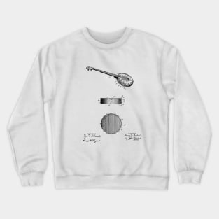 Banjo Vintage Patent Hand Drawing Crewneck Sweatshirt